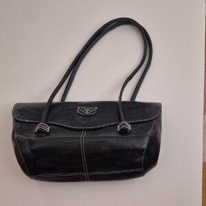 Prada Black Croc-Embossed Shoulder Bag